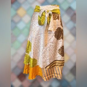 Darn Good Yarn Goddess Mini, reversible 2 layer recycled sari wrap skirt